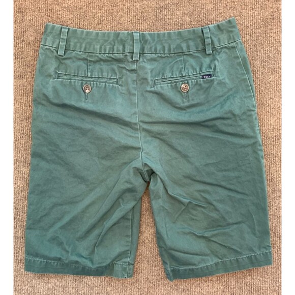 Polo Ralph Lauren Shorts Boys 14 Flat Front Chino Green Pre-Washed Cotton Twill - Picture 2 of 9